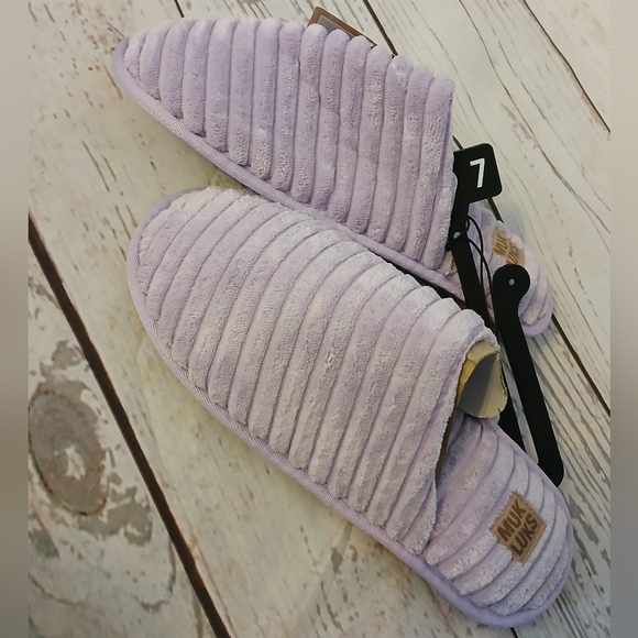 Muk Luks women's Terry ribbed scuff slippers lilac size 7 - Picture 8 of 8